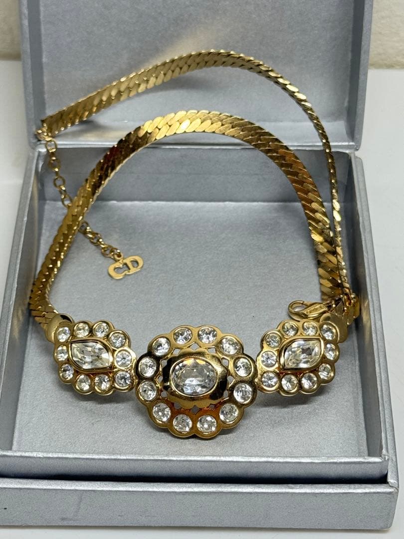 Christian Dior ネックレス ネックレス ラインストーン ゴールド