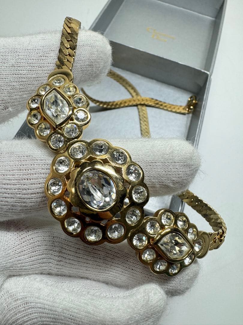 Christian Dior ネックレス ネックレス ラインストーン ゴールド