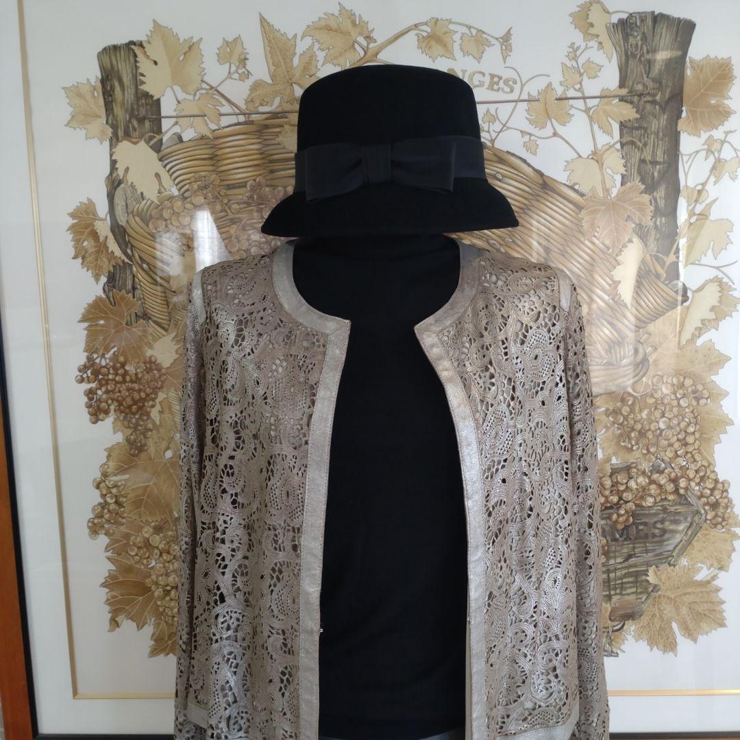 ヴァレンティノ　ゴートレザーレースジャケット