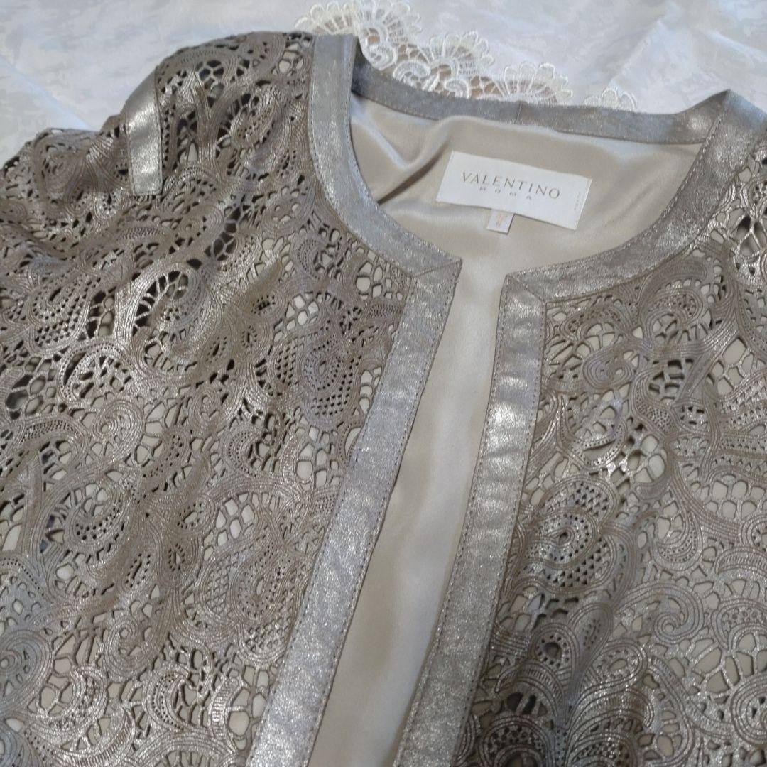 ヴァレンティノ　ゴートレザーレースジャケット