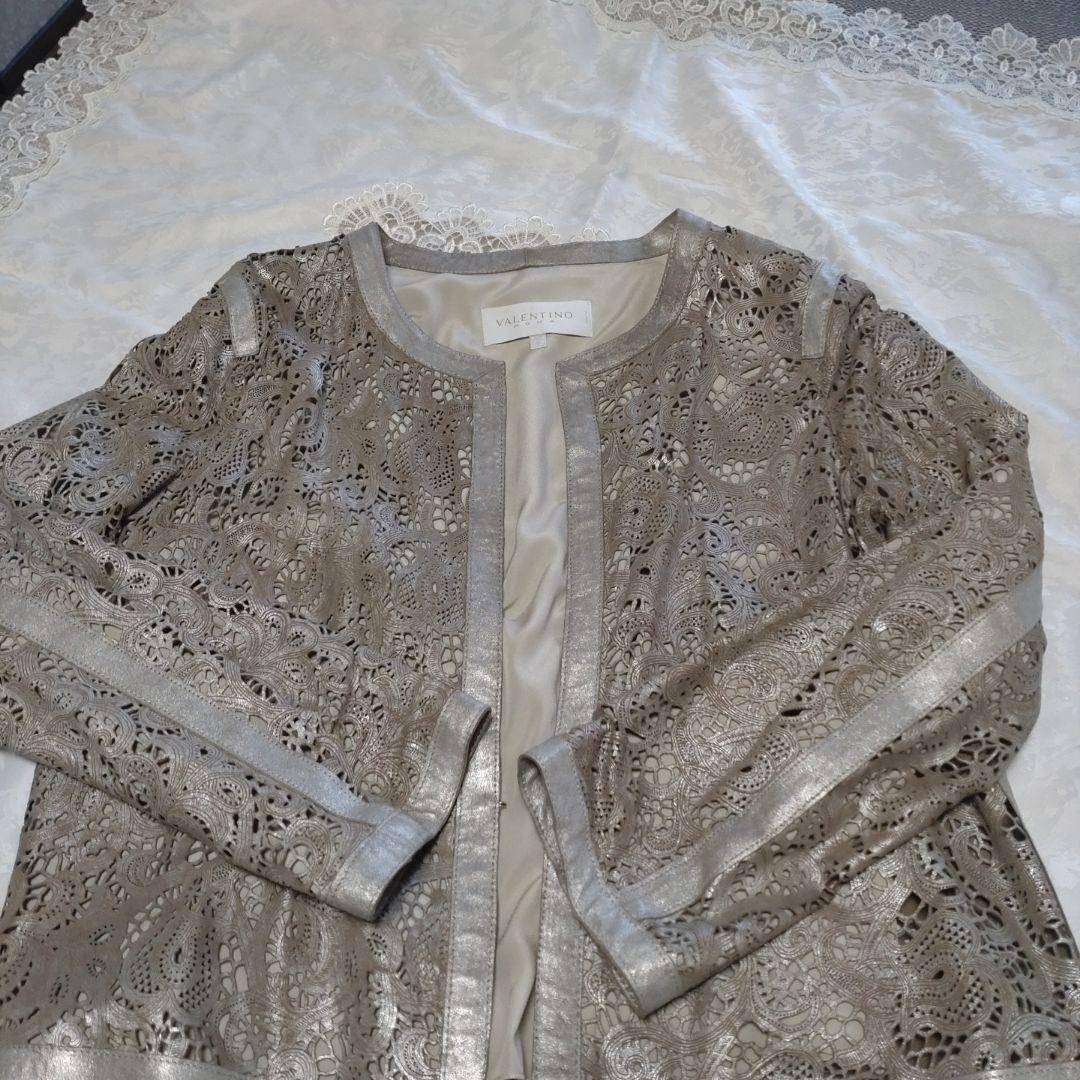 ヴァレンティノ　ゴートレザーレースジャケット