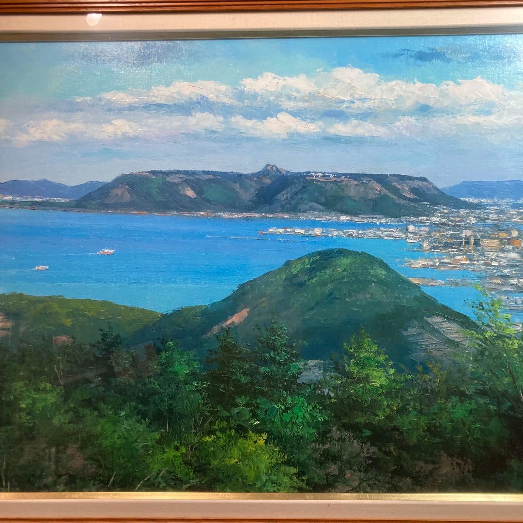 肉筆【美品】西条巧作 『高松五色台より屋島』