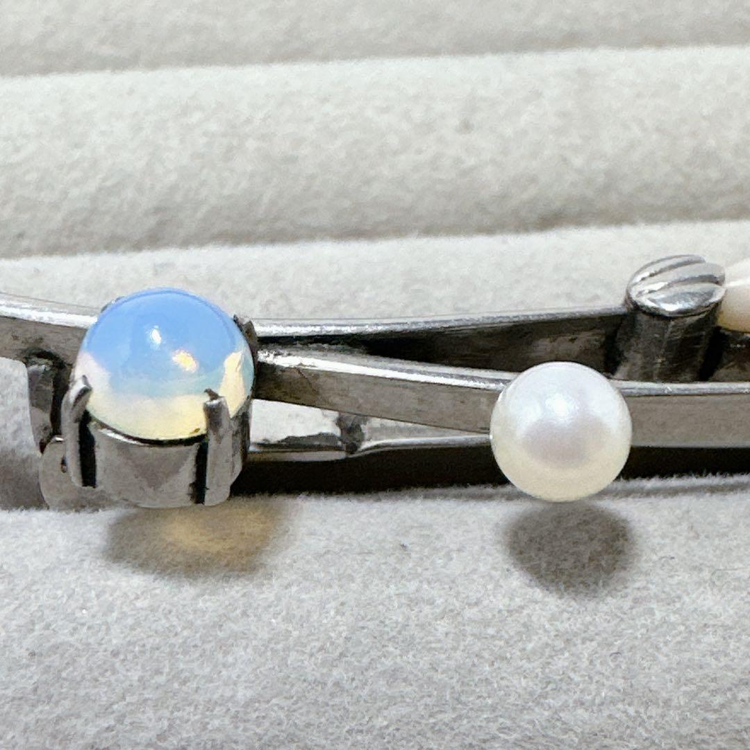 アンティーク SPM刻印 珊瑚 真珠 オパール ヘアークリップ 髪飾り