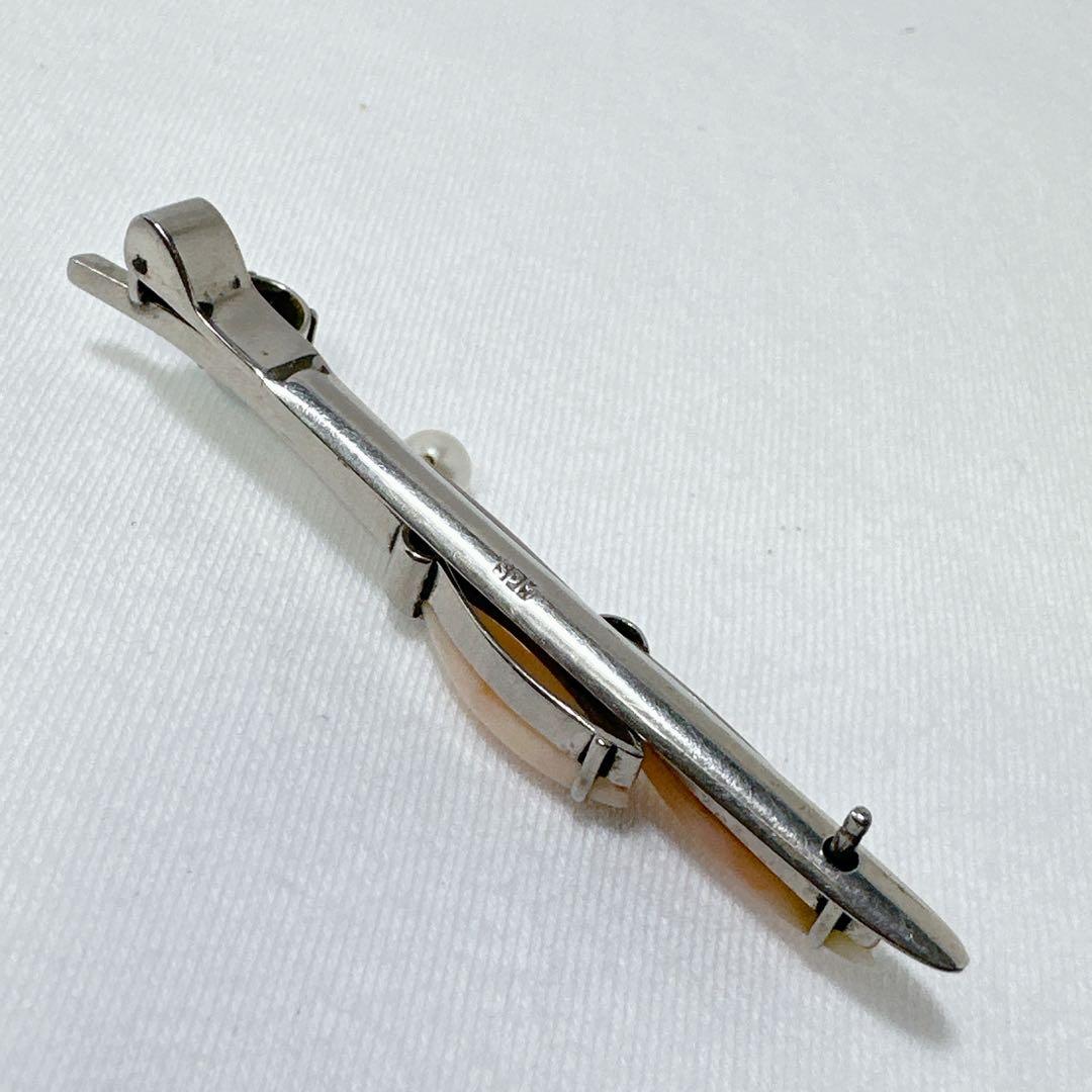 アンティーク SPM刻印 珊瑚 真珠 オパール ヘアークリップ 髪飾り