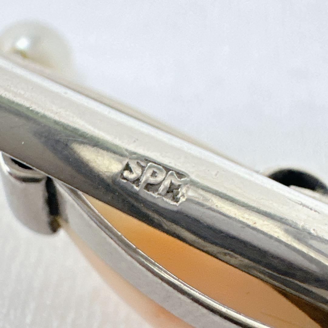 アンティーク SPM刻印 珊瑚 真珠 オパール ヘアークリップ 髪飾り