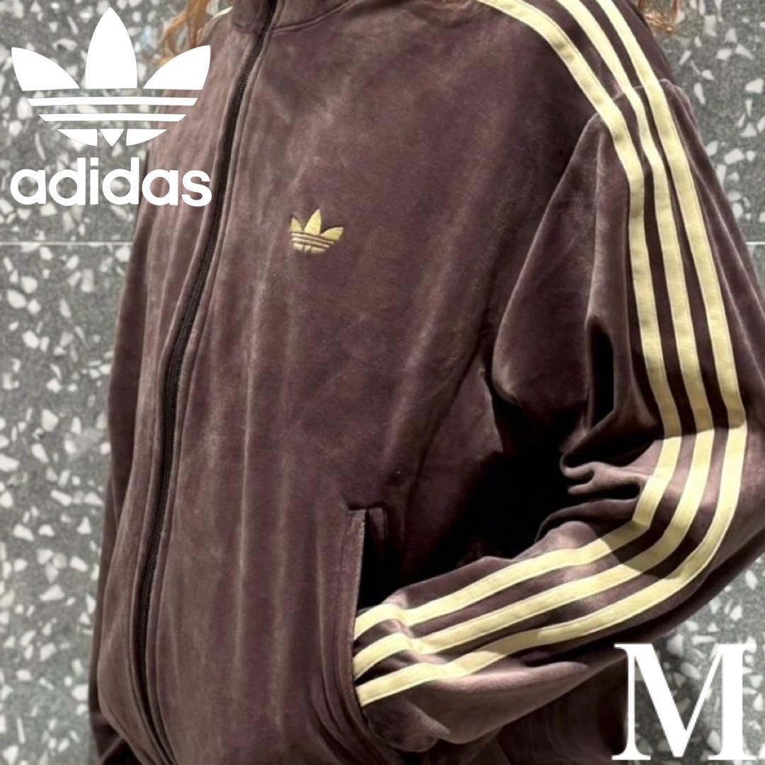 新品M⭐️adidas ファイヤーバード ベロア トラックトップ ダークブラウン