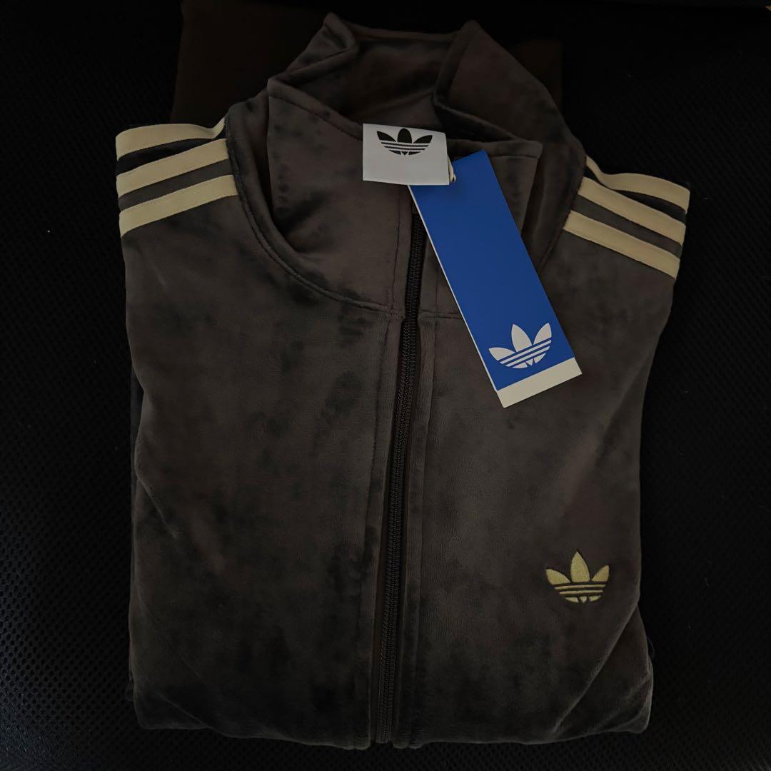 新品M⭐️adidas ファイヤーバード ベロア トラックトップ ダークブラウン