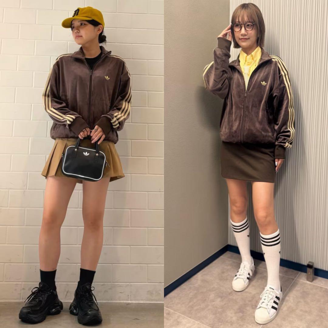 新品M⭐️adidas ファイヤーバード ベロア トラックトップ ダークブラウン