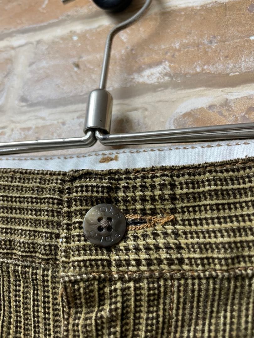 90s polo ラルフローレン コーデュロイパンツ　チェックパンツ　ベージュ