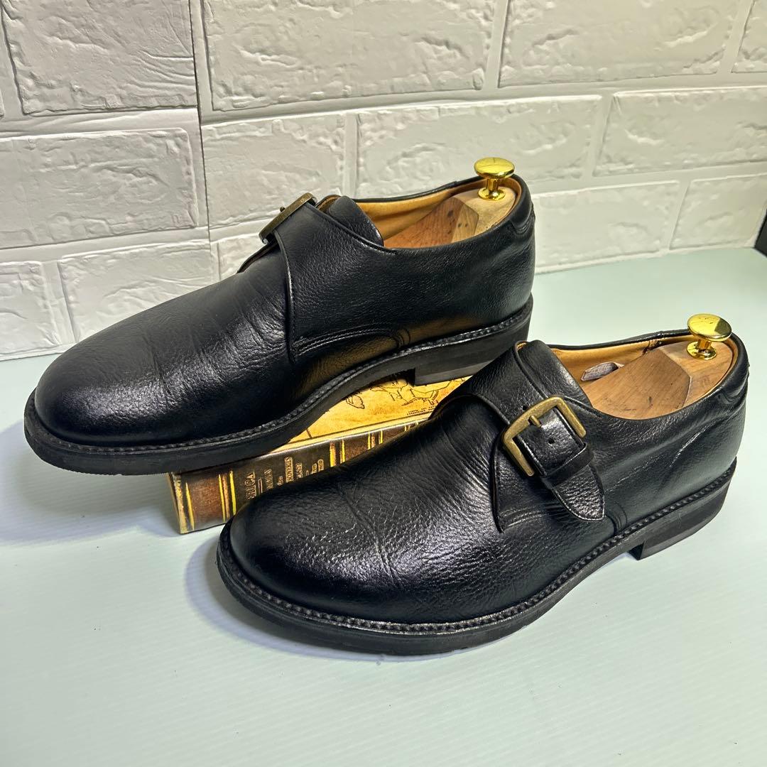 リーガルウォーカー　プレーントゥ　シボ加工　25.5 モンクストラップ　ブラック