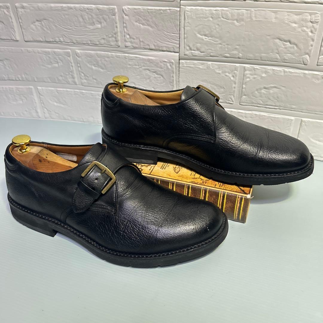 リーガルウォーカー　プレーントゥ　シボ加工　25.5 モンクストラップ　ブラック