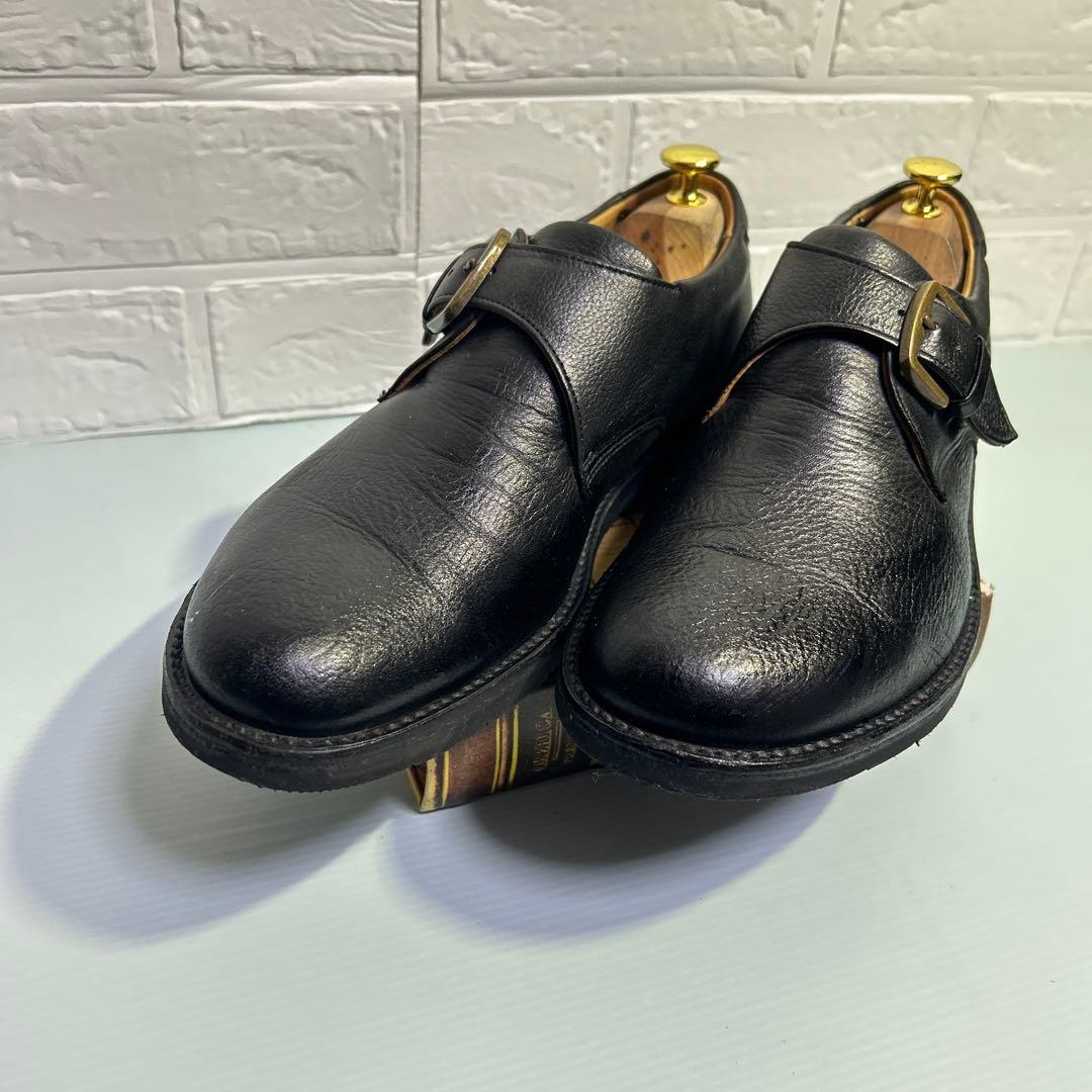 リーガルウォーカー　プレーントゥ　シボ加工　25.5 モンクストラップ　ブラック