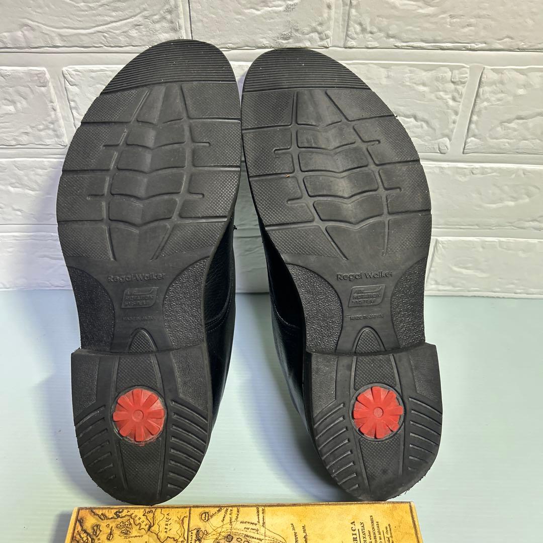 リーガルウォーカー　プレーントゥ　シボ加工　25.5 モンクストラップ　ブラック