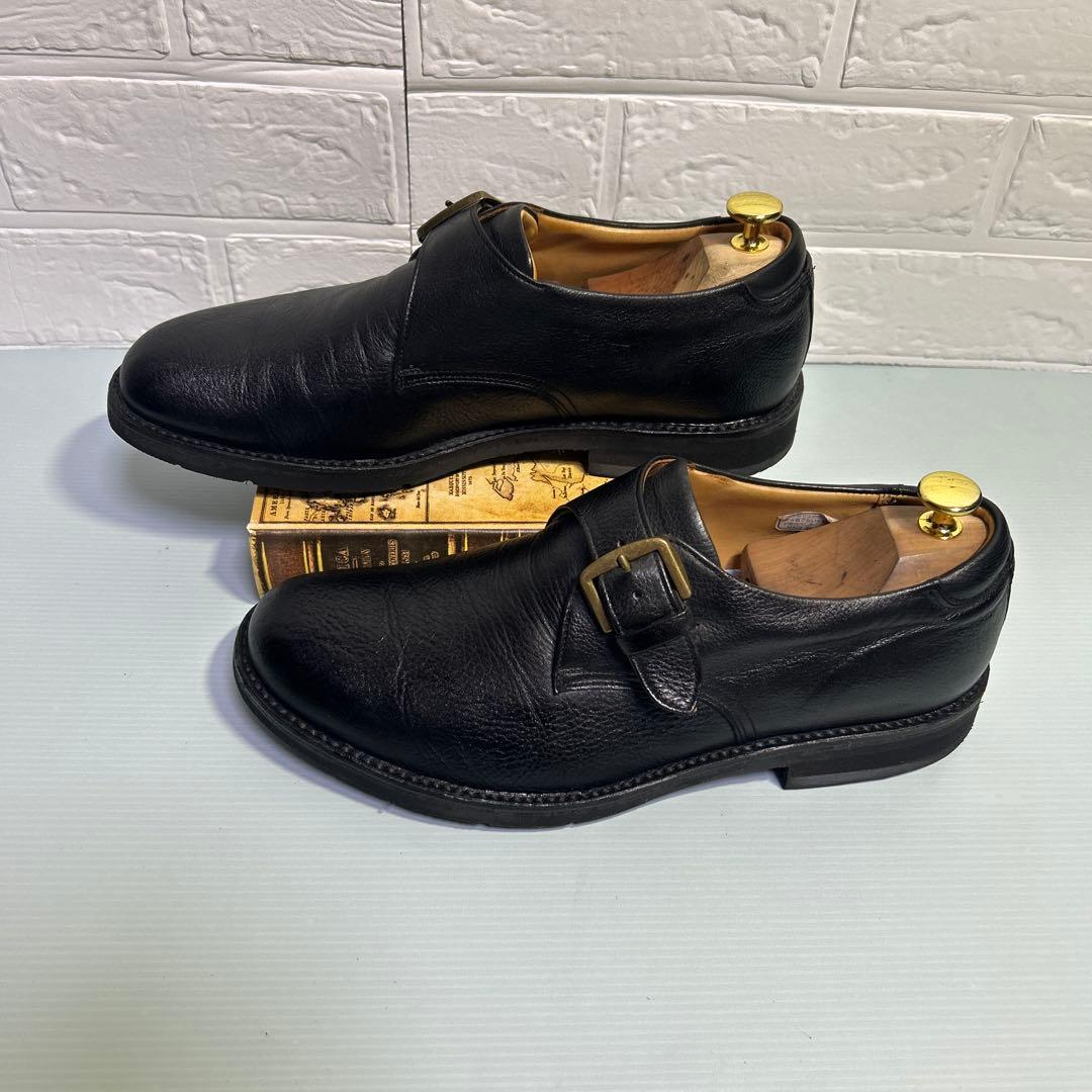 リーガルウォーカー　プレーントゥ　シボ加工　25.5 モンクストラップ　ブラック