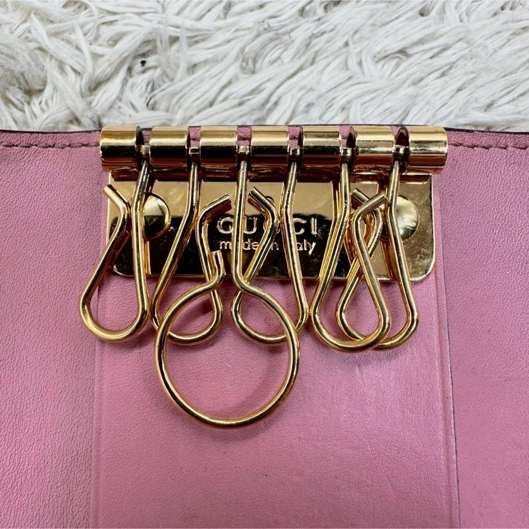 【極美品】グッチ 6連キーケース ピンク グッチシマ インターロッキング