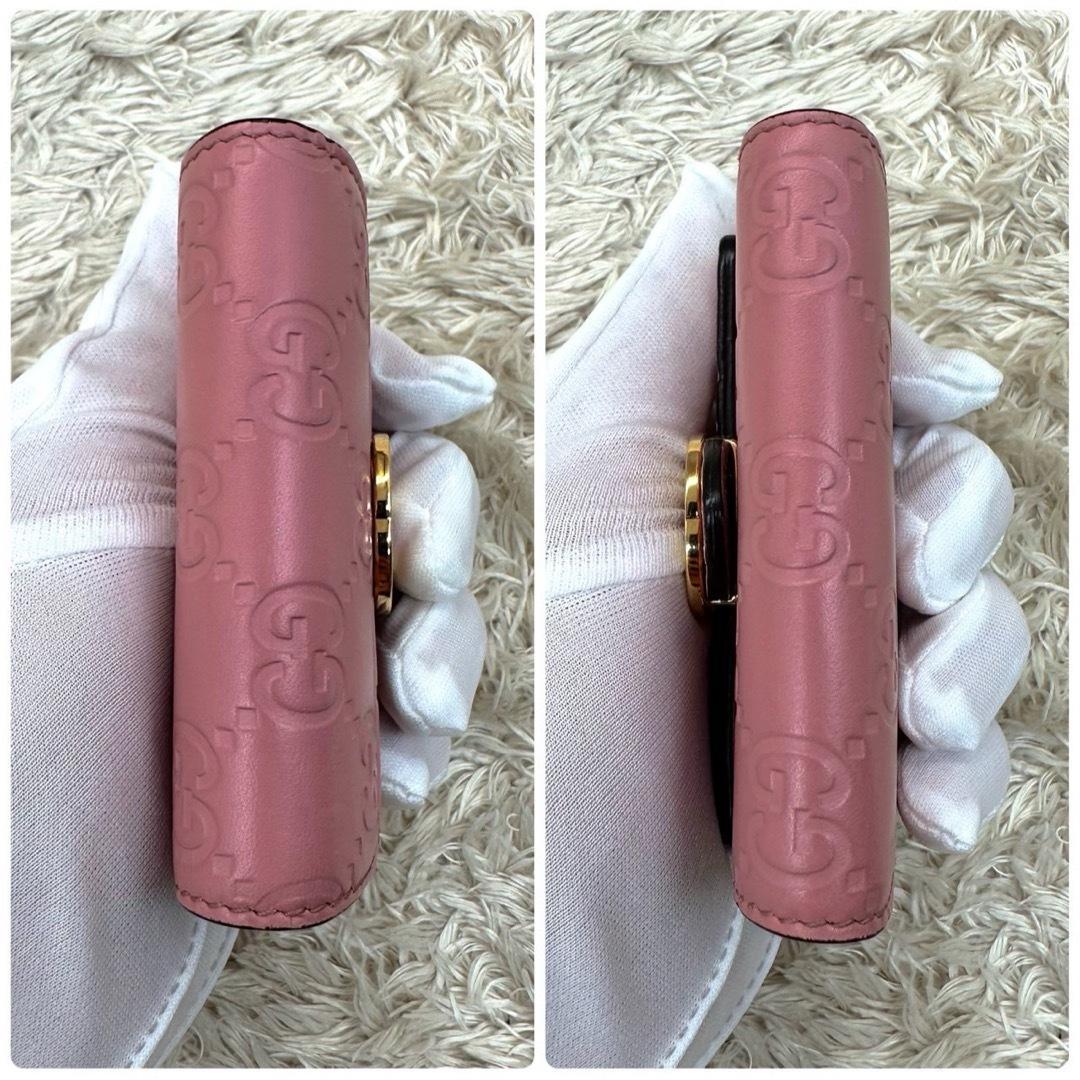 【極美品】グッチ 6連キーケース ピンク グッチシマ インターロッキング