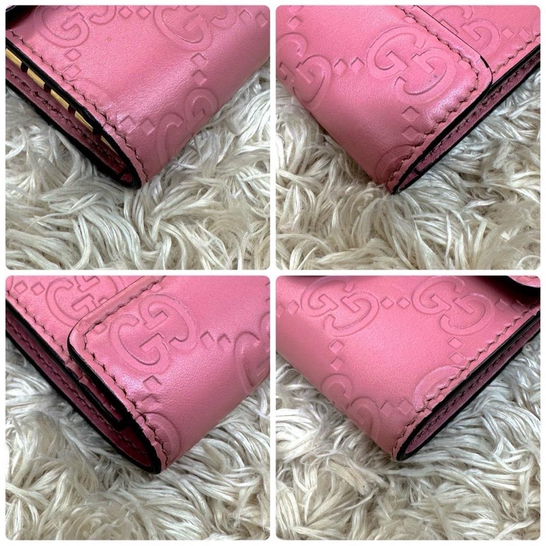 【極美品】グッチ 6連キーケース ピンク グッチシマ インターロッキング