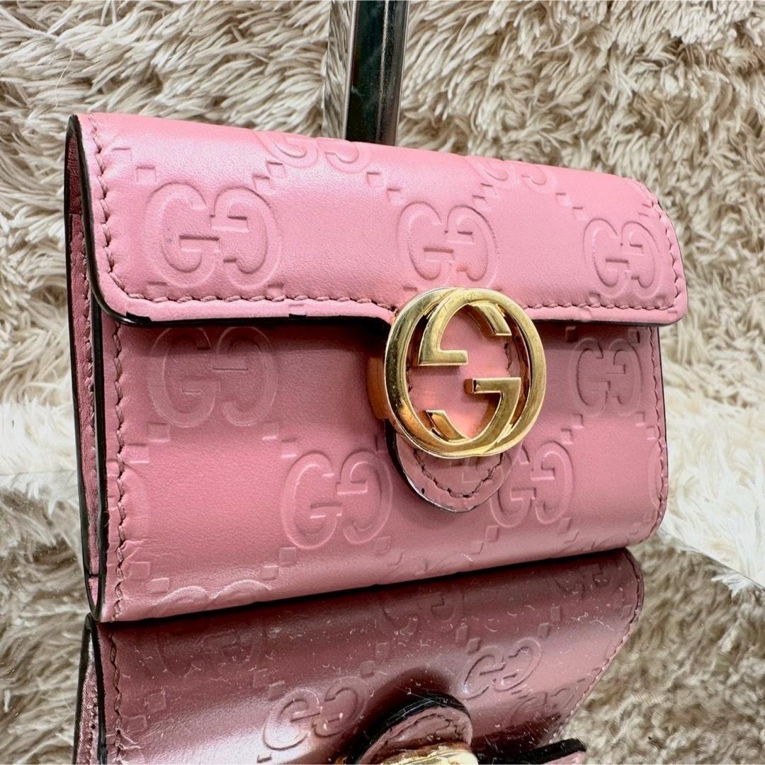 【極美品】グッチ 6連キーケース ピンク グッチシマ インターロッキング