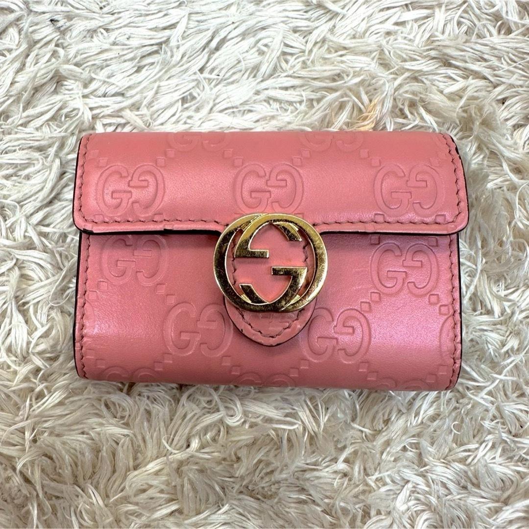 【極美品】グッチ 6連キーケース ピンク グッチシマ インターロッキング