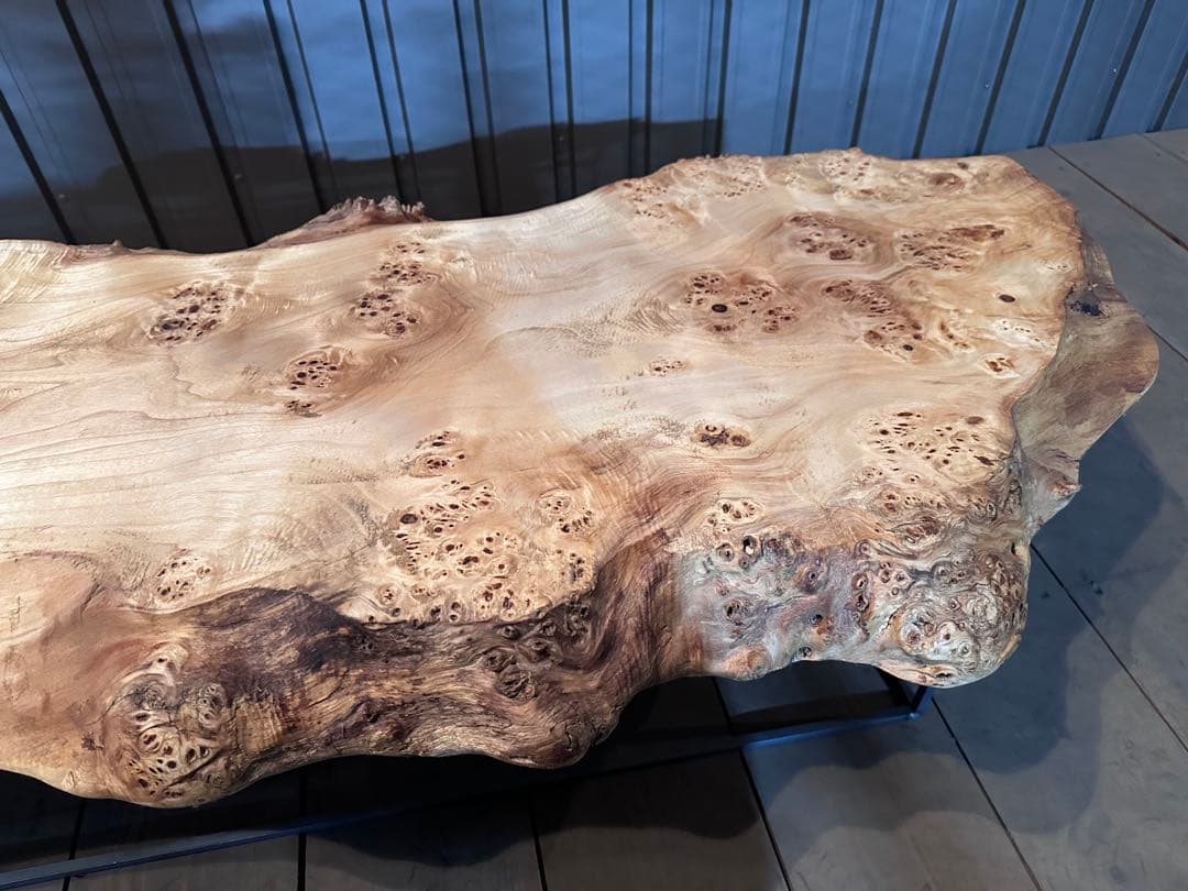 【早い者勝ち！SALE！】ポプラ　一枚板テーブル　店舗什器　アイアン脚