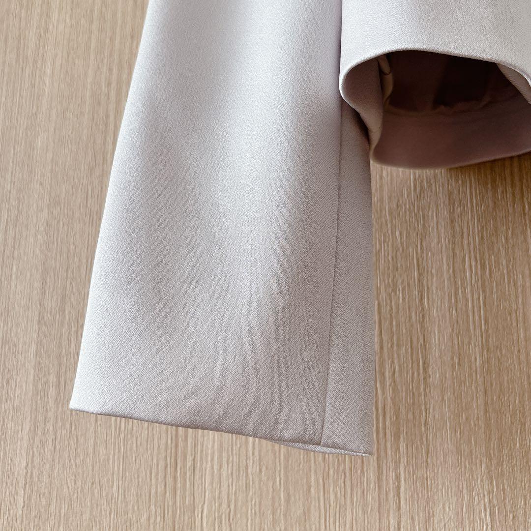 【1109】アナイ　トリアセサテンノーカラージャケット　ライトグレー　38