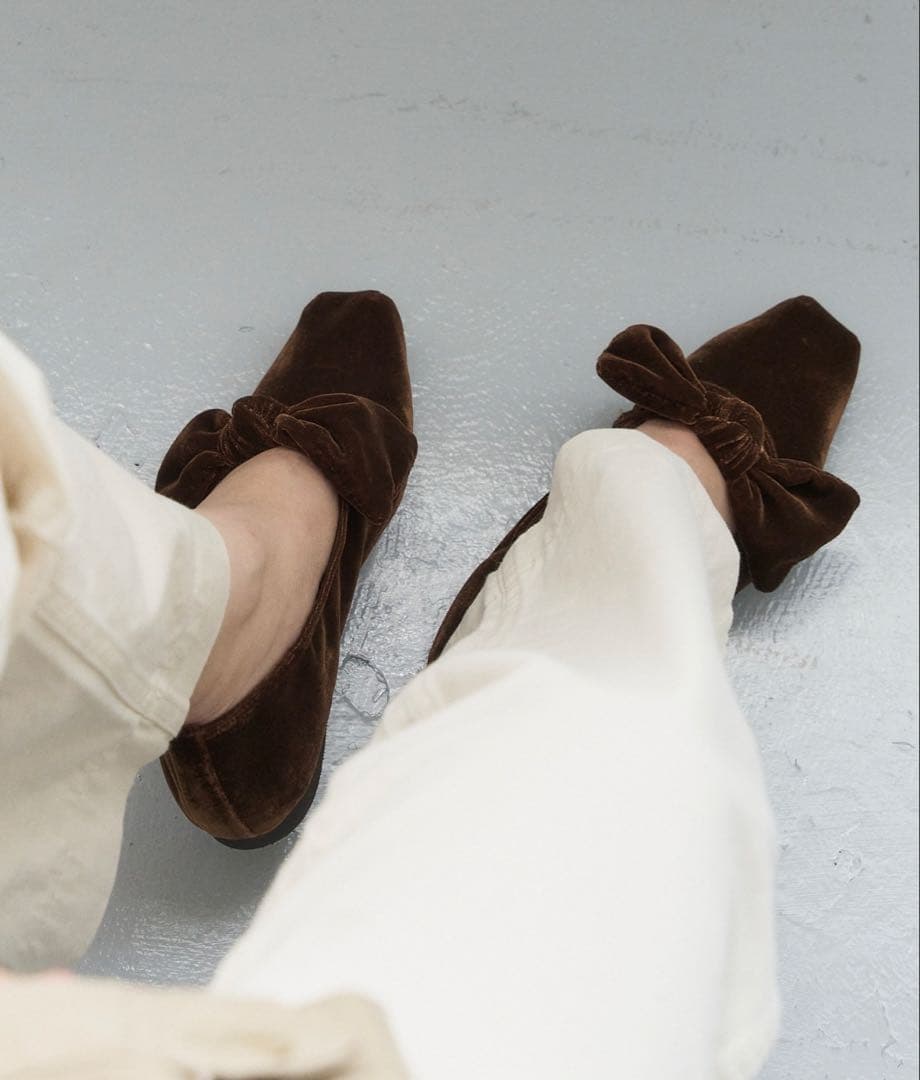 Le Talon スクエアベルベットリボンフラット 25cm