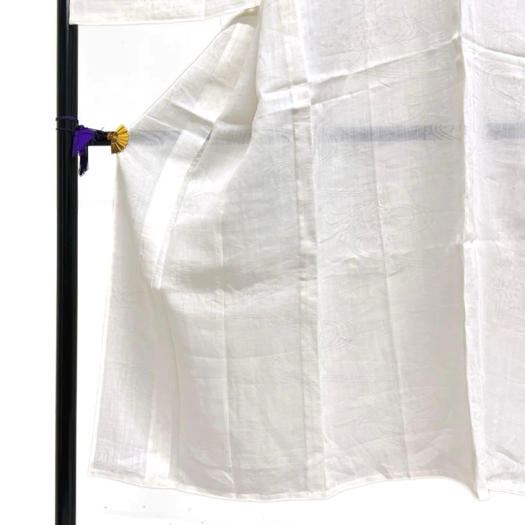 長襦袢　夏用　麻　流水　花模様　白　着物　082a d