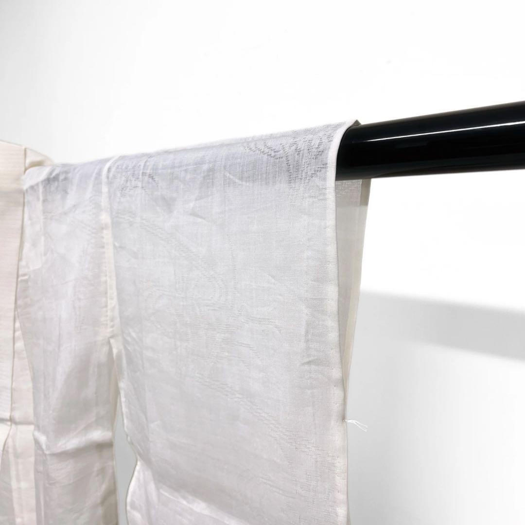 長襦袢　夏用　麻　流水　花模様　白　着物　082a d