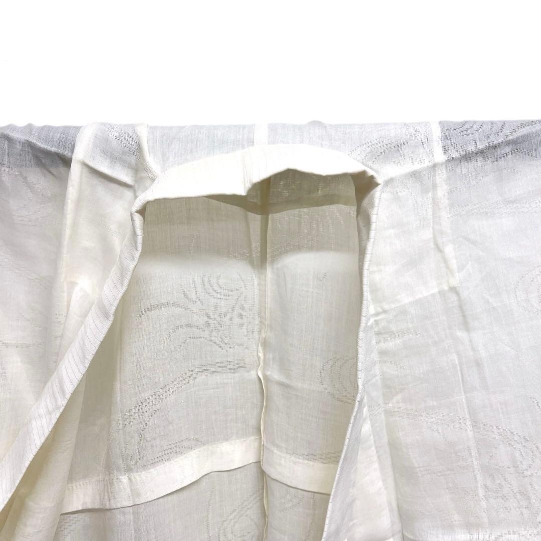 長襦袢　夏用　麻　流水　花模様　白　着物　082a d