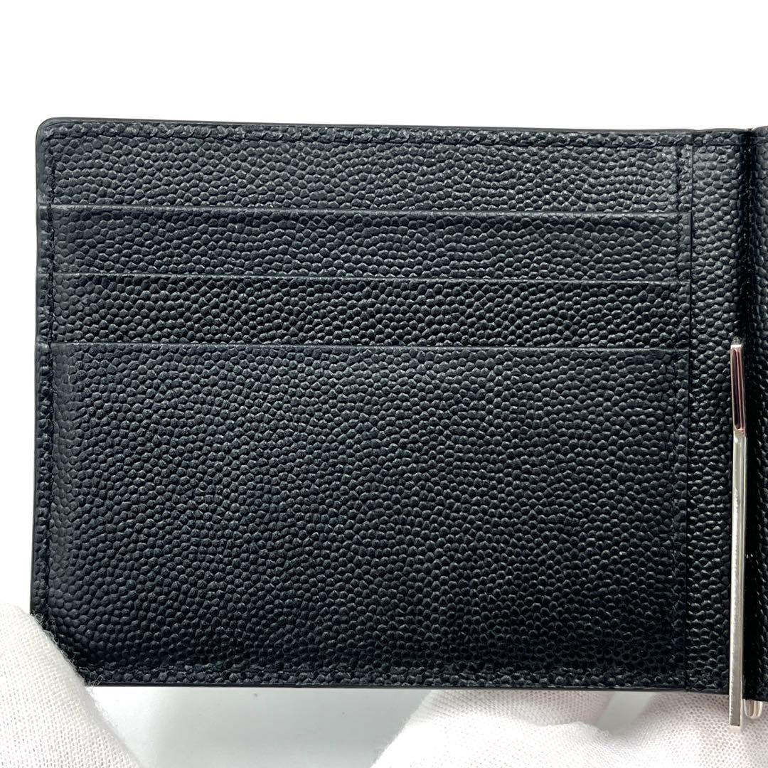 【未使用に近い】サンローラン マネークリップ レザー ロゴ メンズ ブラック