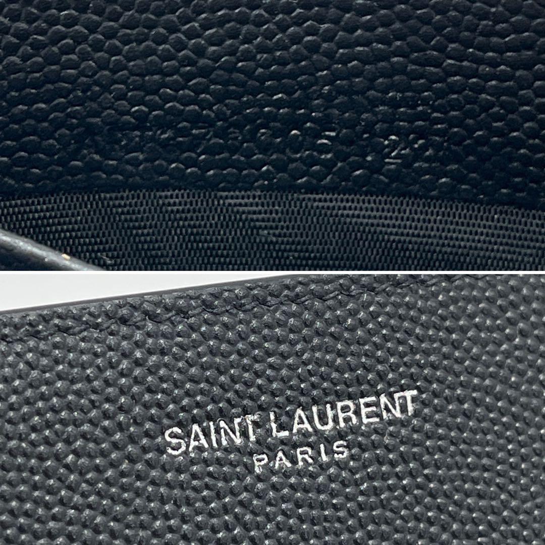 【未使用に近い】サンローラン マネークリップ レザー ロゴ メンズ ブラック