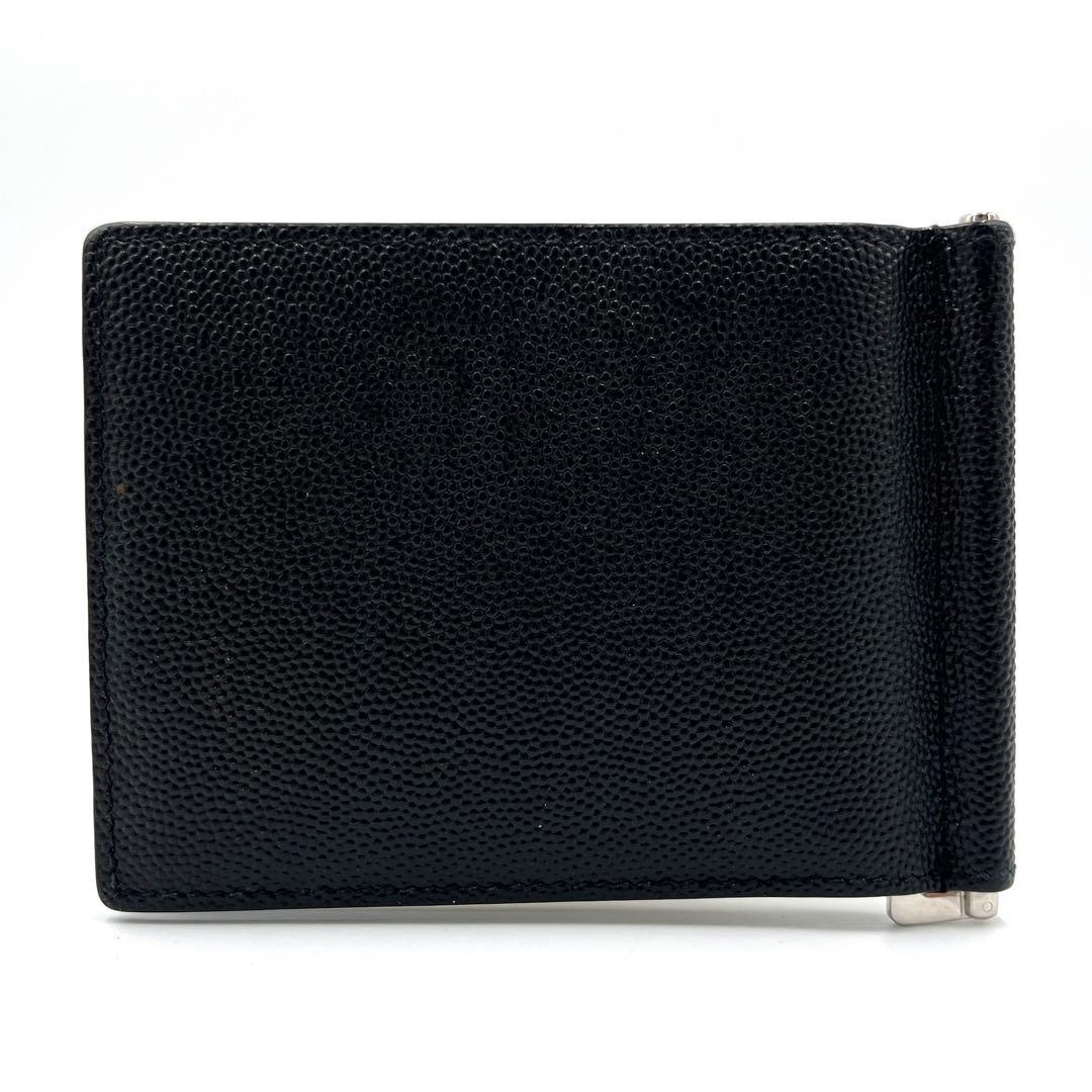 【未使用に近い】サンローラン マネークリップ レザー ロゴ メンズ ブラック