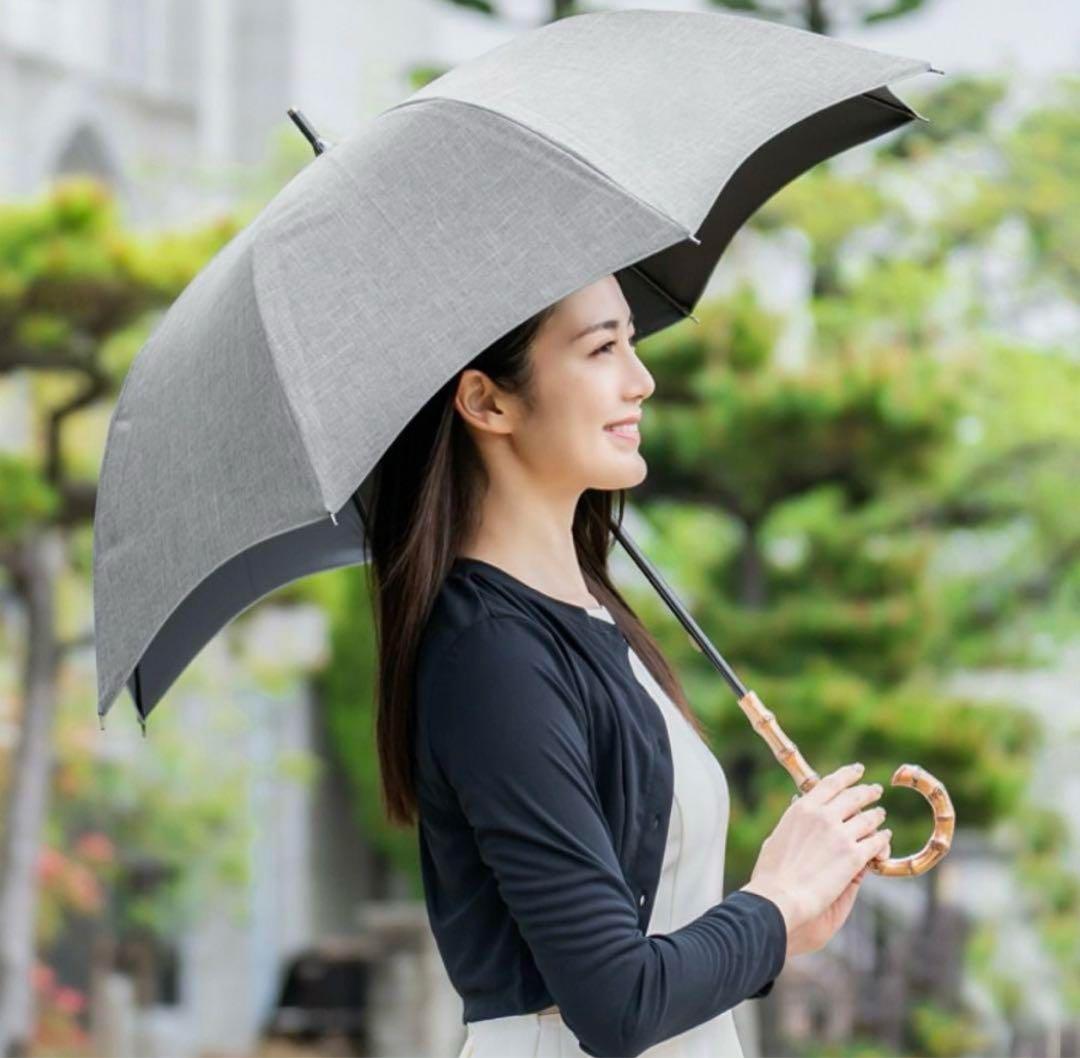 芦屋ロサブラン 完全遮光日傘 晴雨兼用 ミドル プレーン ダンガリー グレー