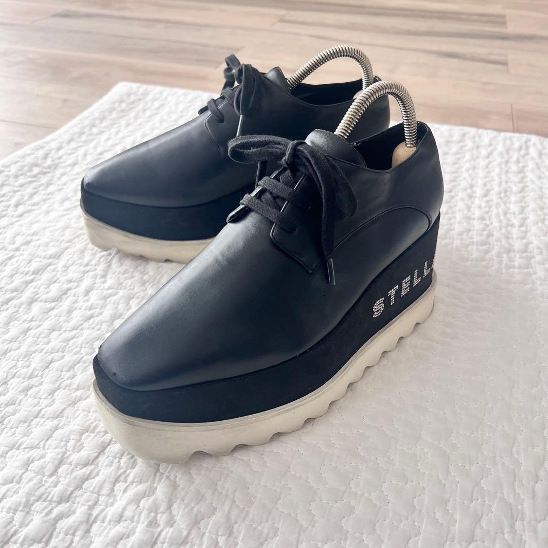 現行 ステラマッカートニー エリス スニーカー 35 ブラック ラインスト