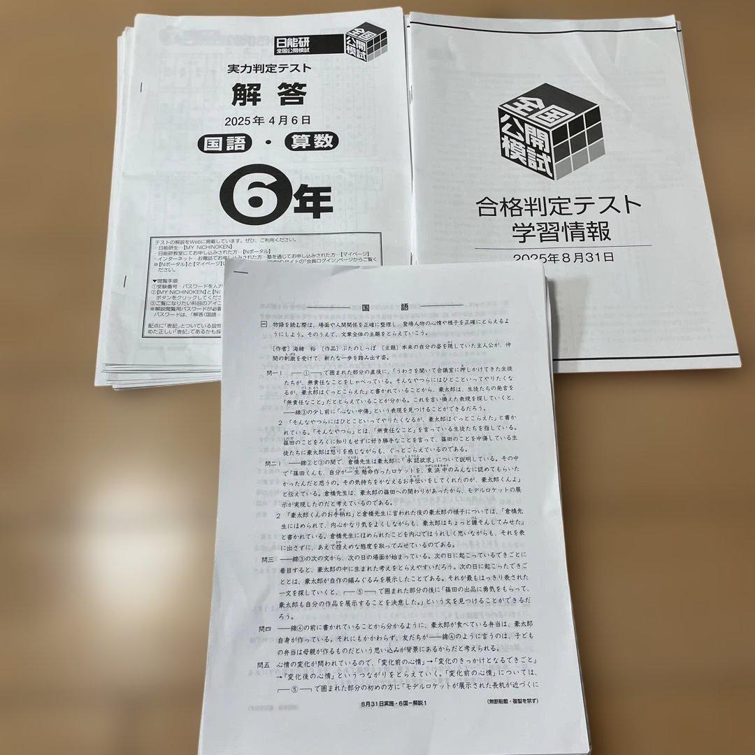 日能研　2025年　6年生　公開模試
