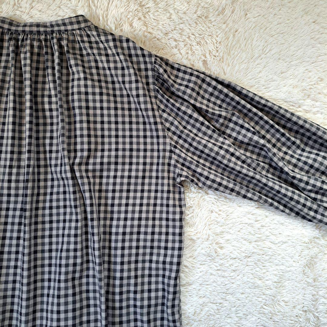 ダントン 2023 キーネック ギャザー ロングチェックワンピース ゆったり