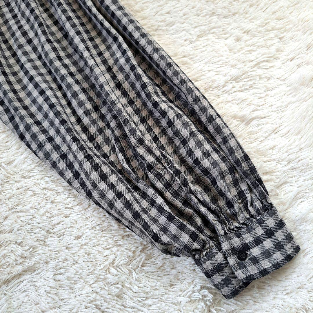 ダントン 2023 キーネック ギャザー ロングチェックワンピース ゆったり