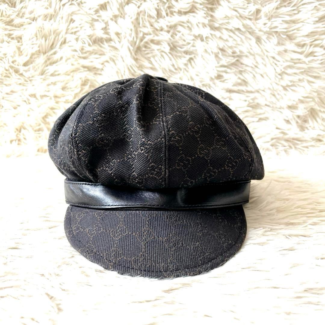 グッチ キャスケット GG柄 帽子 XL ブラック ブラウン イタリア　正規品