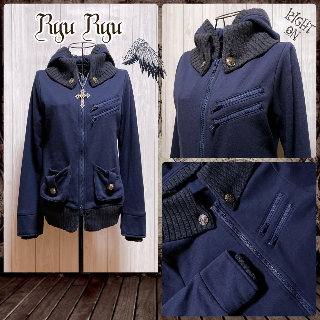 パーカー ブルゾン ネイビー 紺 平成ギャルy2k ダークコア お兄系 グランジ