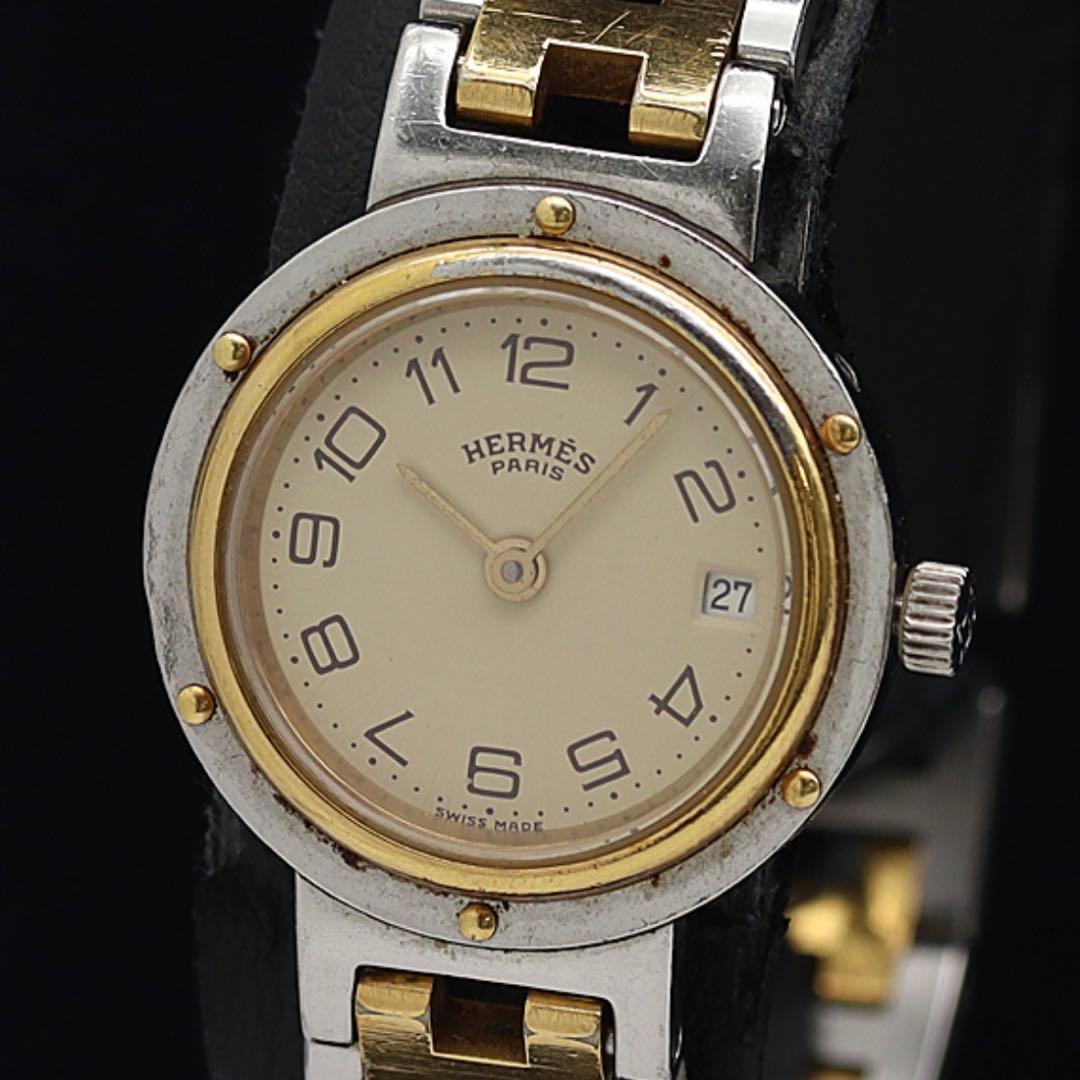 HERMES クリッパー　腕時計 Hバンド　ゴールド シルバー