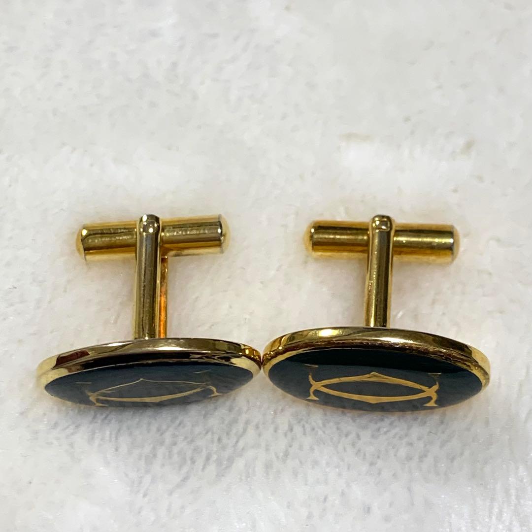 希少 Vintage Cartier カルティエ 2C ロゴ カフス タイピン