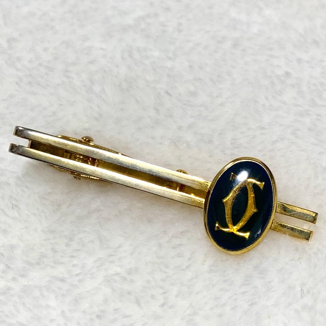 希少 Vintage Cartier カルティエ 2C ロゴ カフス タイピン