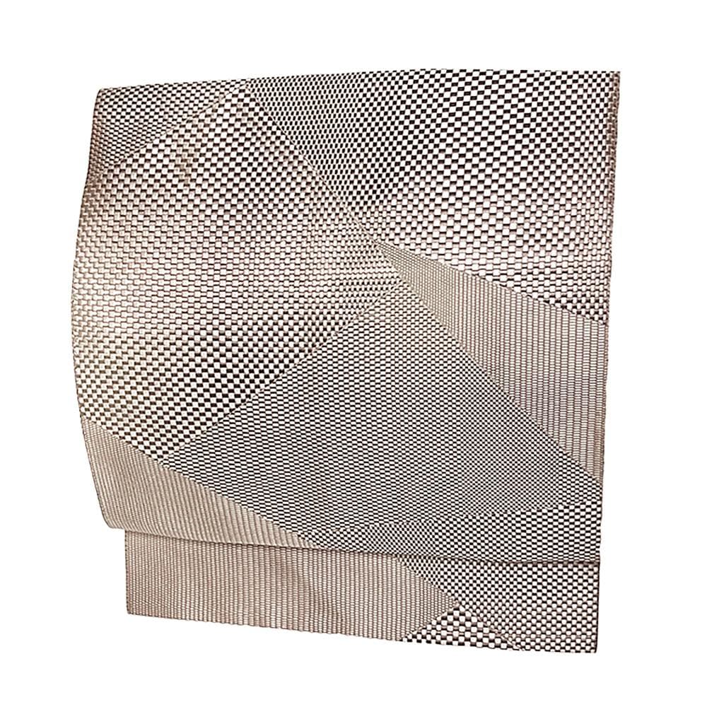 八寸名古屋帯 博多織 中古 正絹 ピンクベージュ No.ymo0110