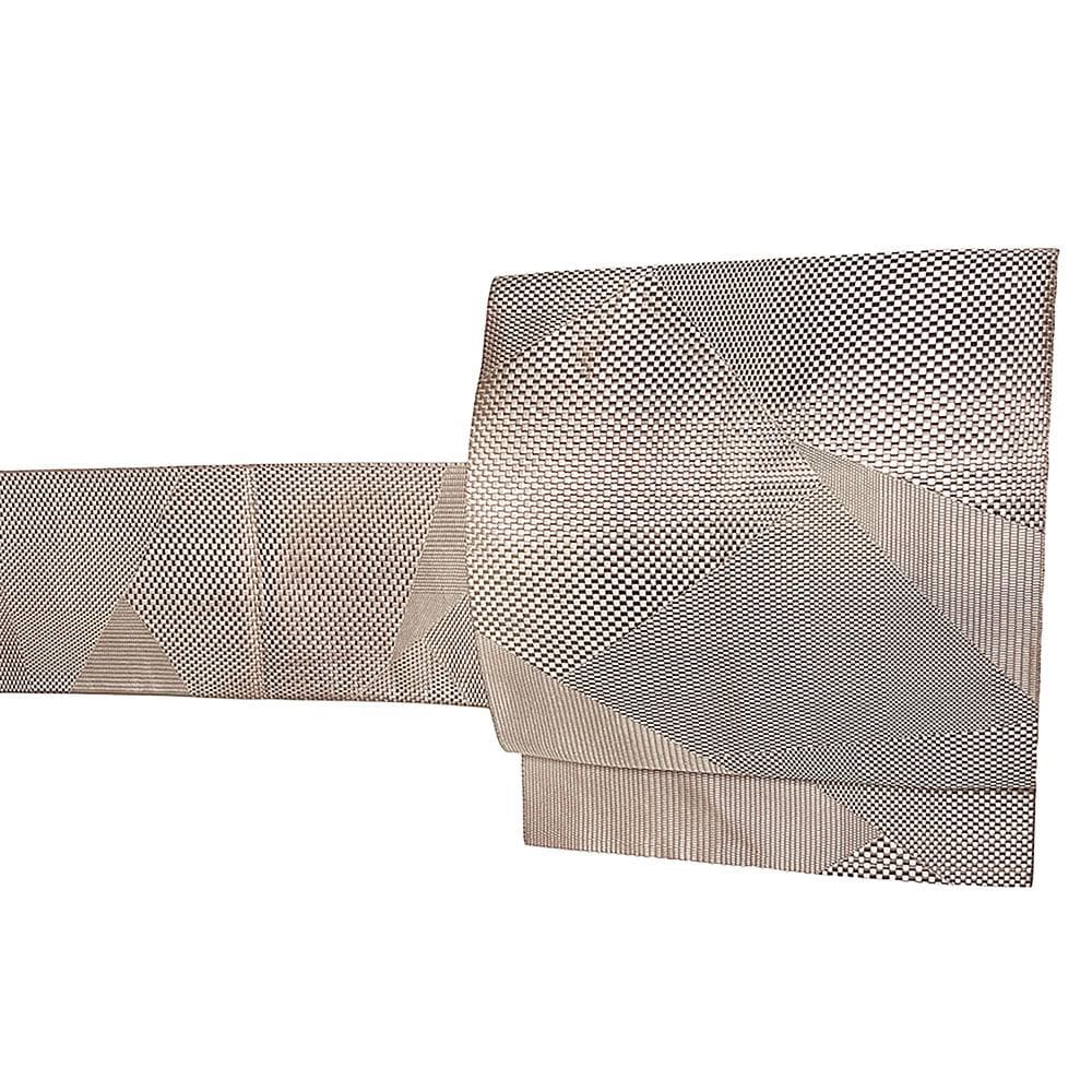 八寸名古屋帯 博多織 中古 正絹 ピンクベージュ No.ymo0110