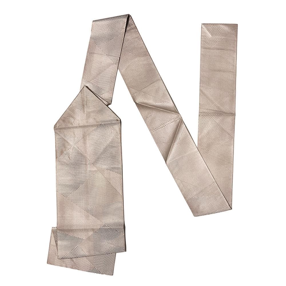 八寸名古屋帯 博多織 中古 正絹 ピンクベージュ No.ymo0110