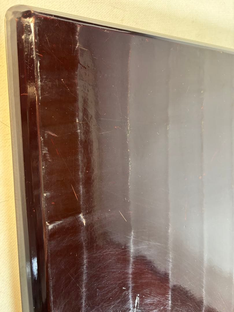 アンティーク　讃岐彫　古い松材のくり貫き角盆(四方盆)5枚セット　②