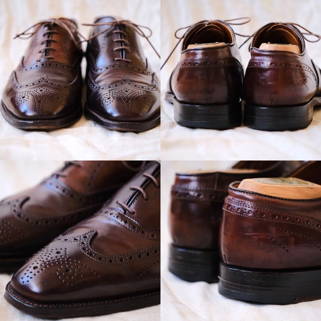 美品Aldenオールデン96080バーガンディコードバンフルブローグ10D木型付