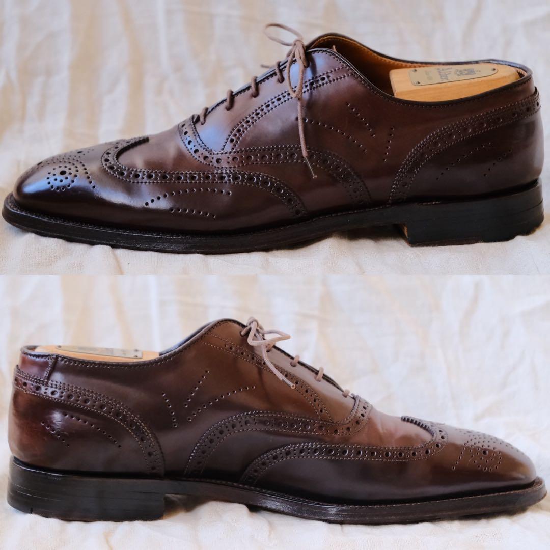 美品Aldenオールデン96080バーガンディコードバンフルブローグ10D木型付