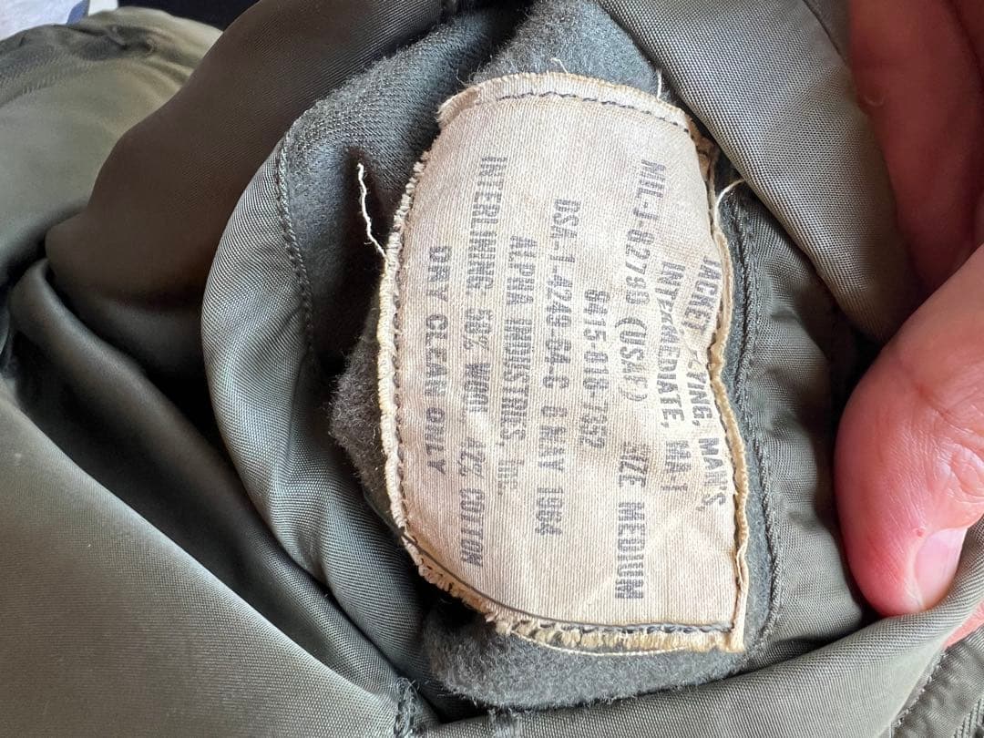 1960's 実物MA-1 D MIL-J-8279D 米軍実物size M