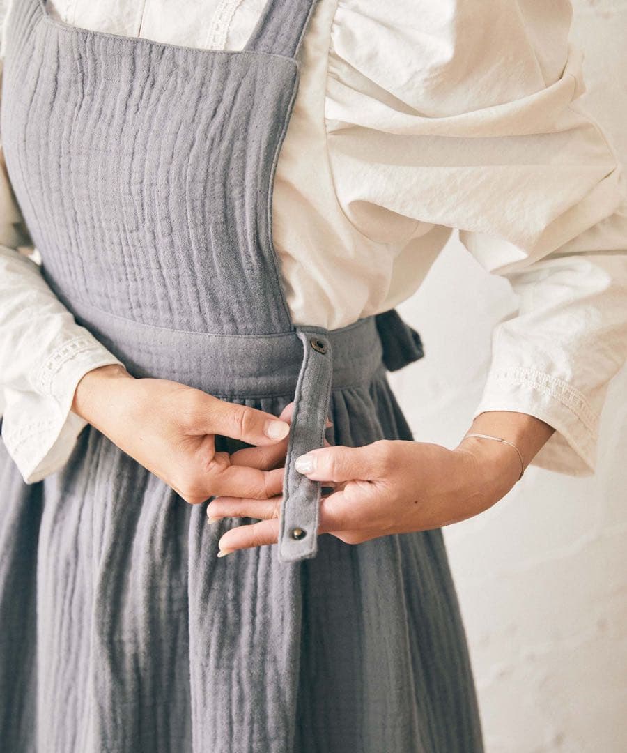 【りこあ】未使用品 Parsley コットンガーゼ エプロン　 グレー